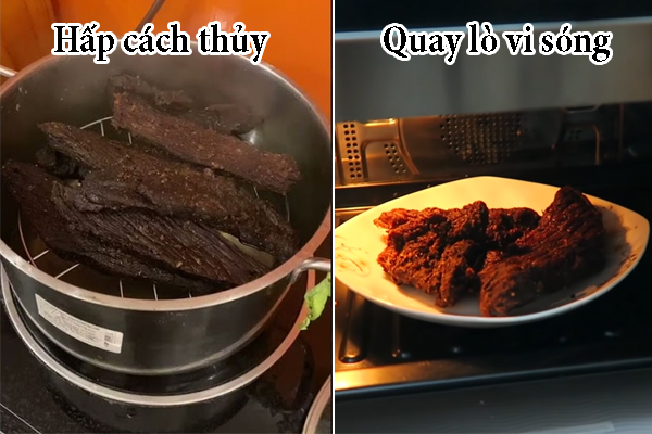 Cách ăn thịt trâu gác bếp hấp cách thủy