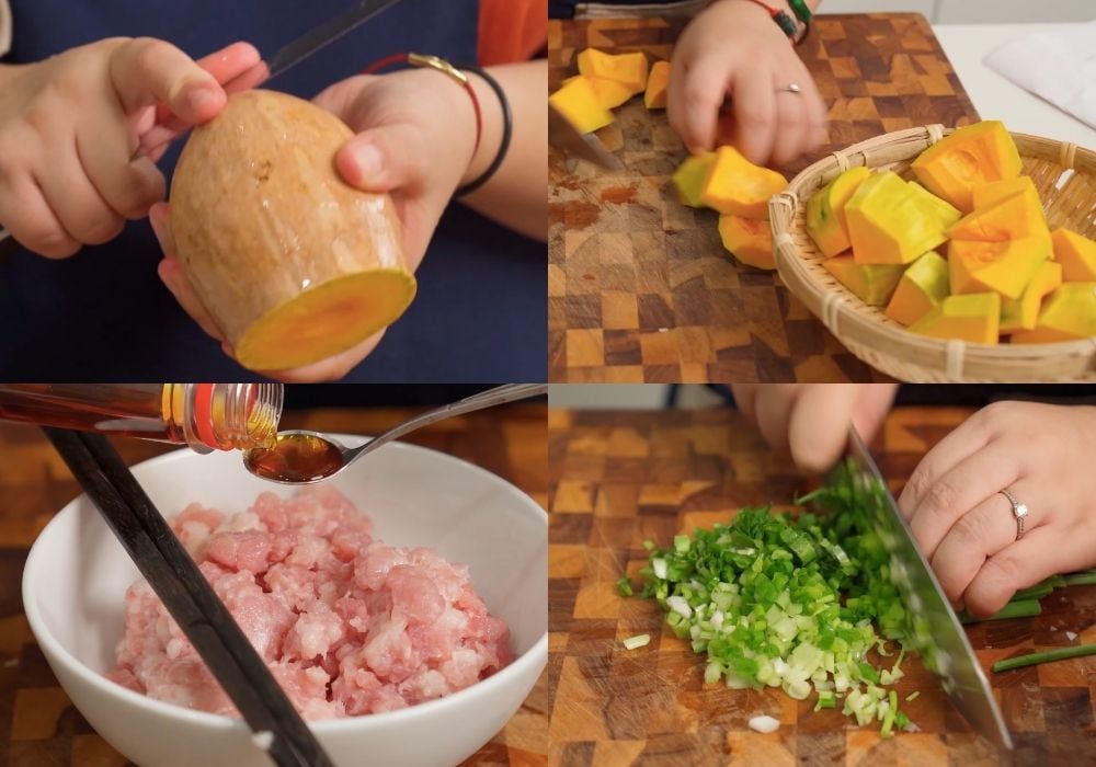 Cách nấu canh bí đỏ với thịt heo