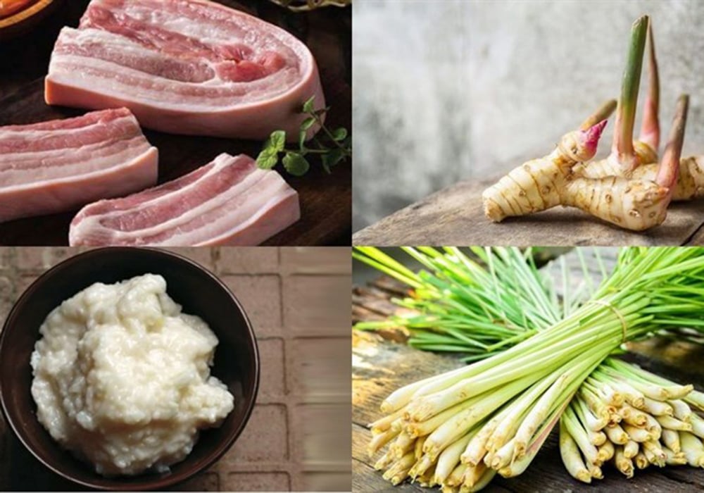 Chuẩn bị nguyên liệu thịt lợn nướng riềng mẻ mắm tôm