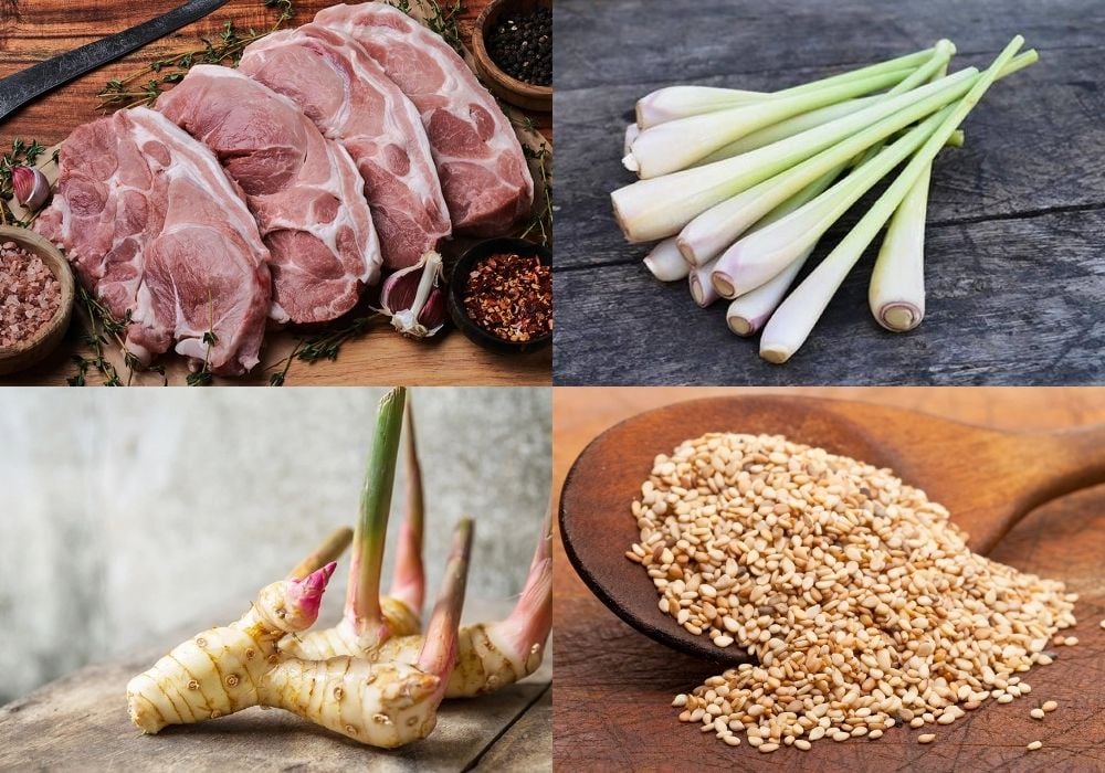 Nguyên liệu cần chuẩn bị làm chạo thịt heo