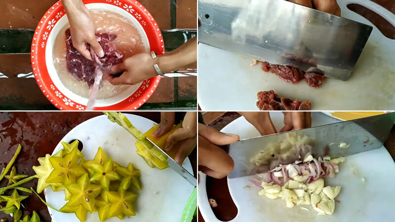 Nguyên liệu chế biến thịt trâu xào khế ngon lạ miệng