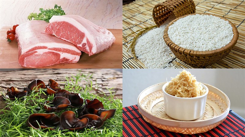 Nguyên liệu chuẩn bị làm xôi thịt băm