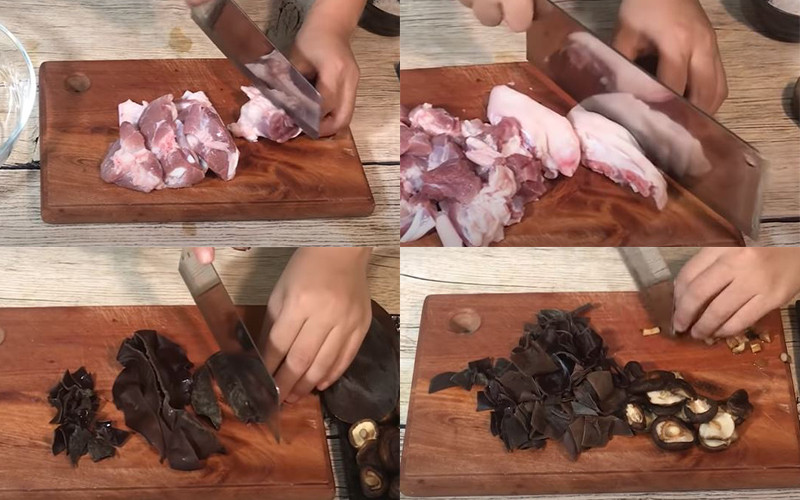 Sơ chế chân giò và mộc nhĩ