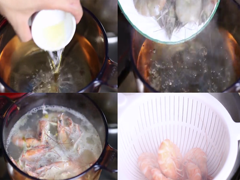Luộc tôm và thịt