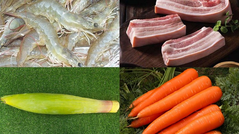 Nguyên liệu cách làm gỏi hoa chuối tôm thịt