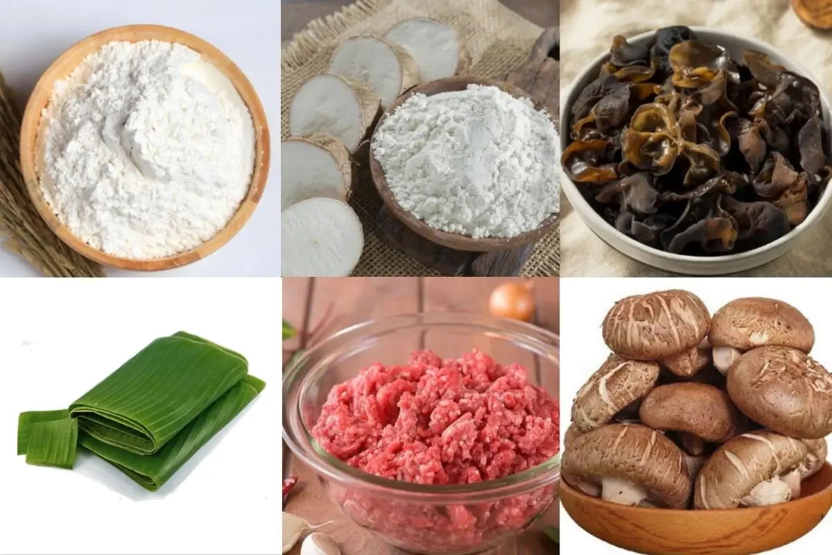 Nguyên liệu làm bánh giò nhân thịt